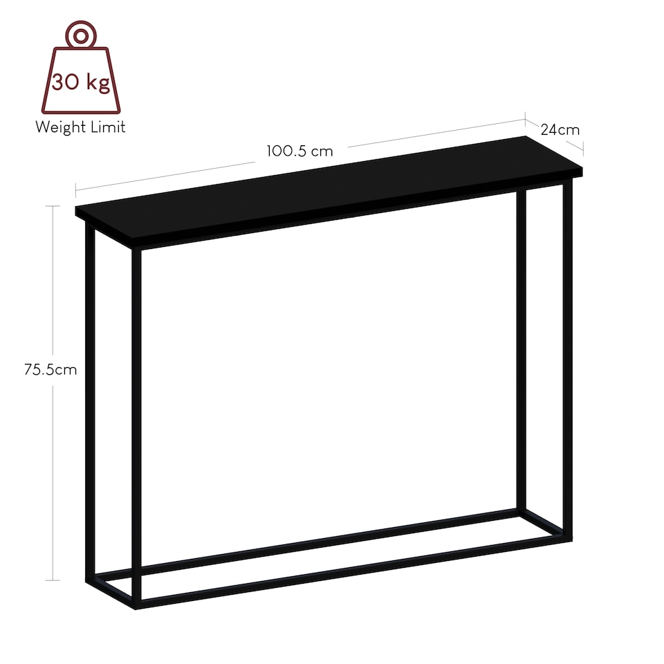 image 1 of Vida Designs Console Table With Metal Leg, Black | Black | Black