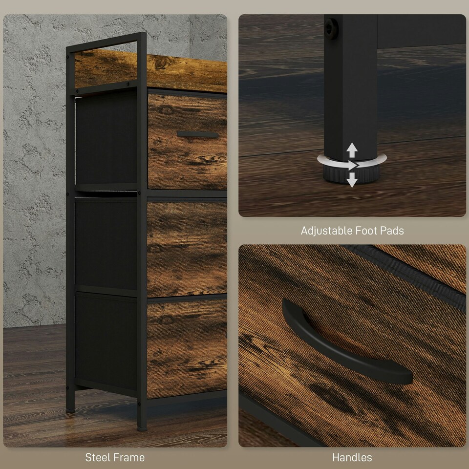 image 1 of HOMCOM Bedroom Chest of Drawers 4 Drawer Dresser w/ Shelf, Grey Wood Effect