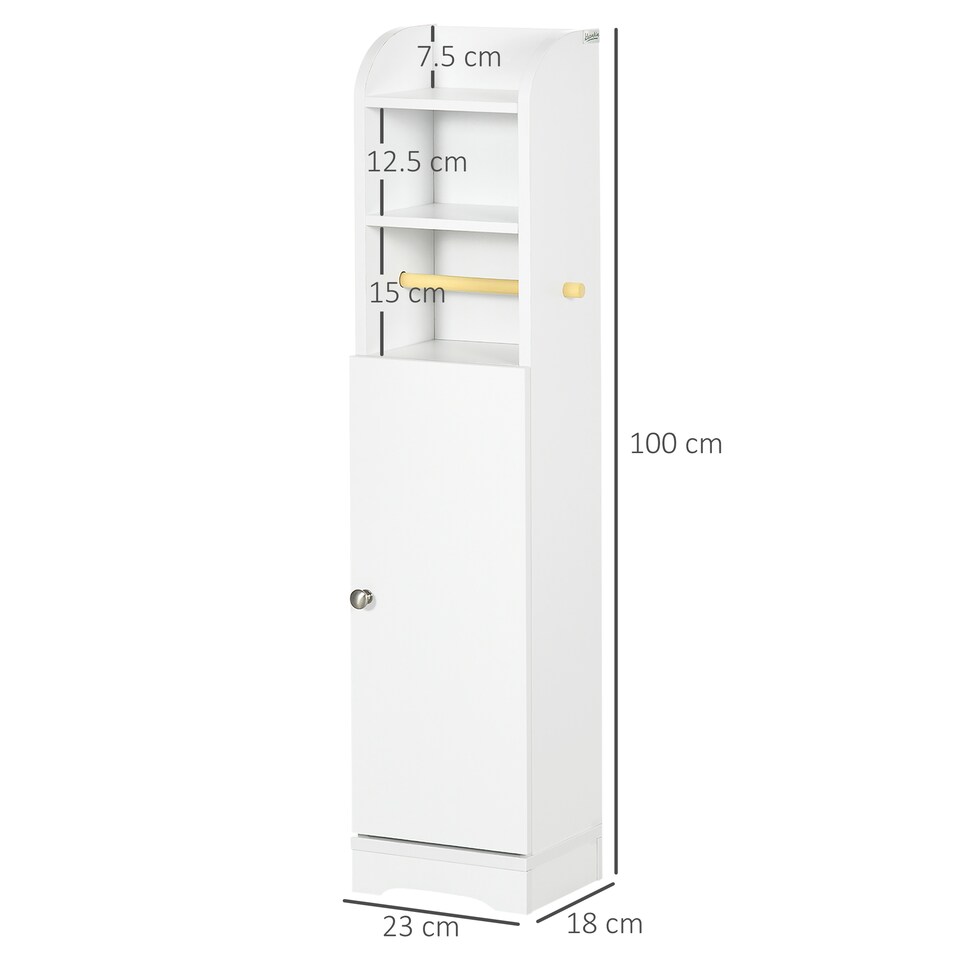 image 1 of kleankin Freestanding Bathroom Storage Unit with Adjustable Shelf, White