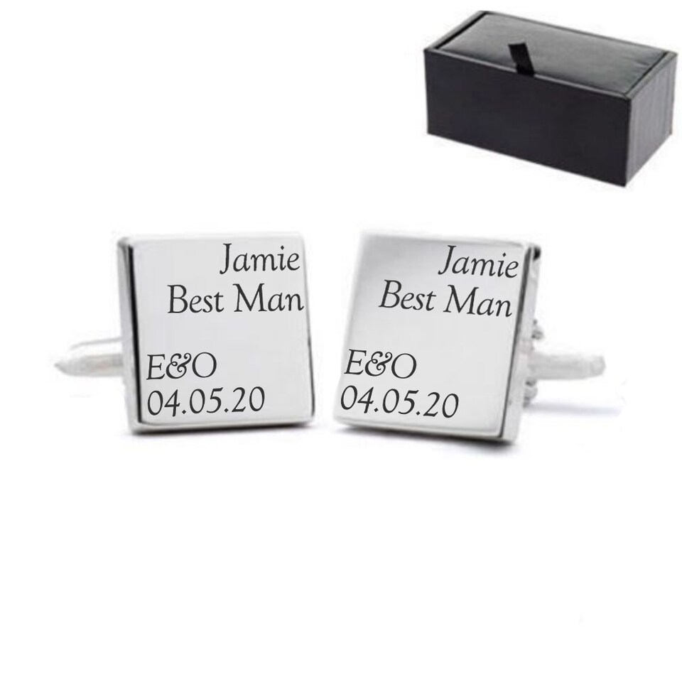 image 1 of Personalised and Role Wedding Design Square Cufflinks