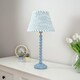 image 2 of ValueLights Bobbles Powder Blue Table Lamp Green Arrow Pleat Shade & Bulb | Green