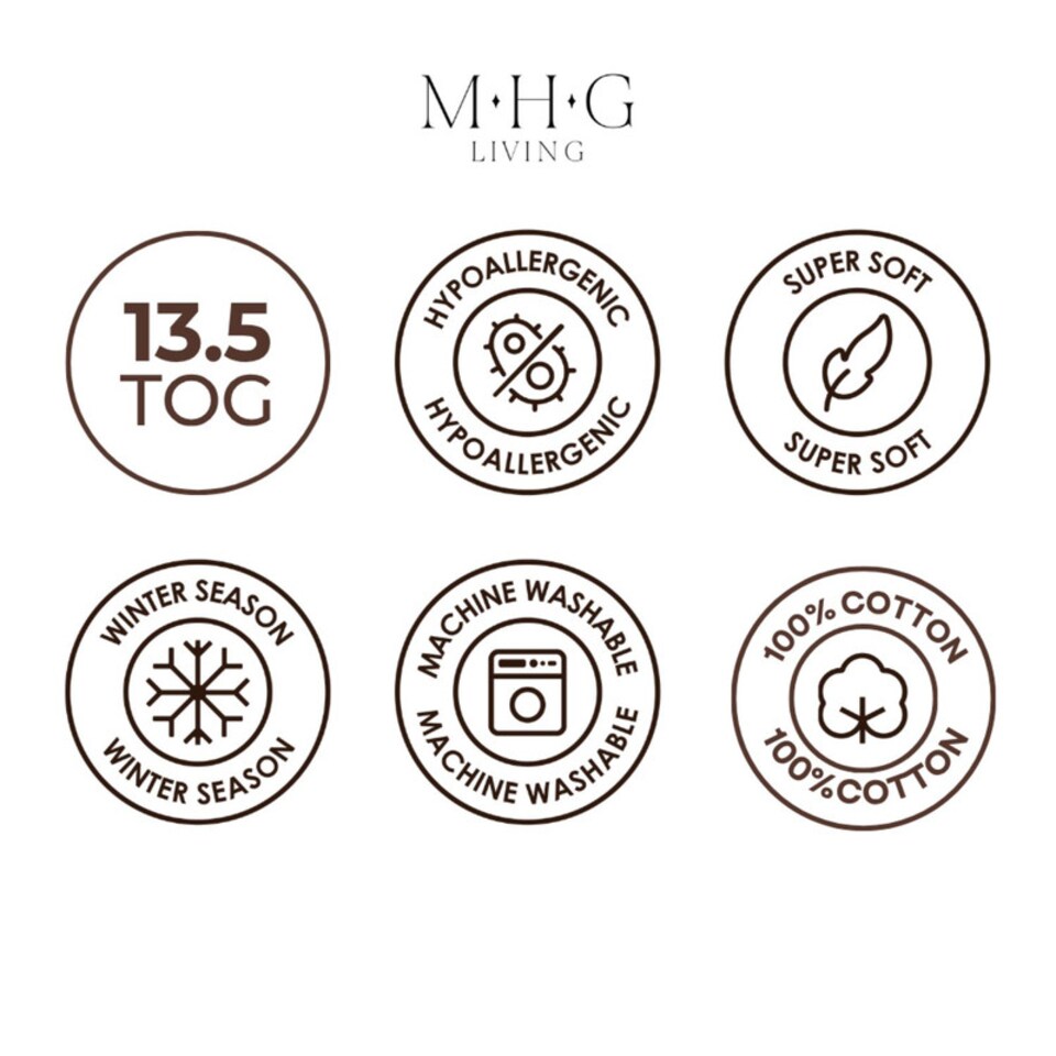 image 1 of MHG Living 100% Cotton 13.5 Tog Summer Duvet – Anti-Allergy Hypoallergenic Hollowfibre Quilt, Soft & Breathable Hotel Quality Bedding, Machine Washable