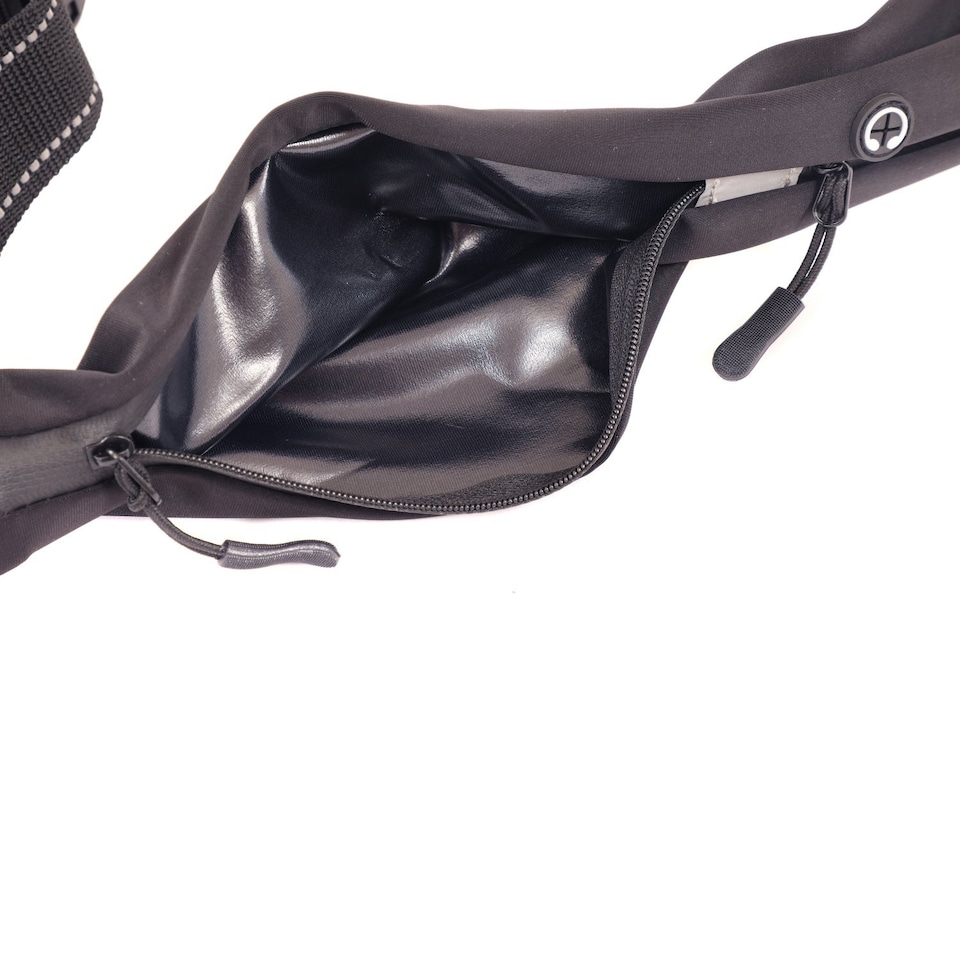image 1 of Adjustable Double Pocket Waist Running Jogging Belt Phone Holder | Black