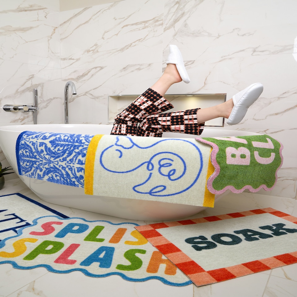 image 1 of My Mat Nylon Printed Bathroom Royal Blue Damask 50x75