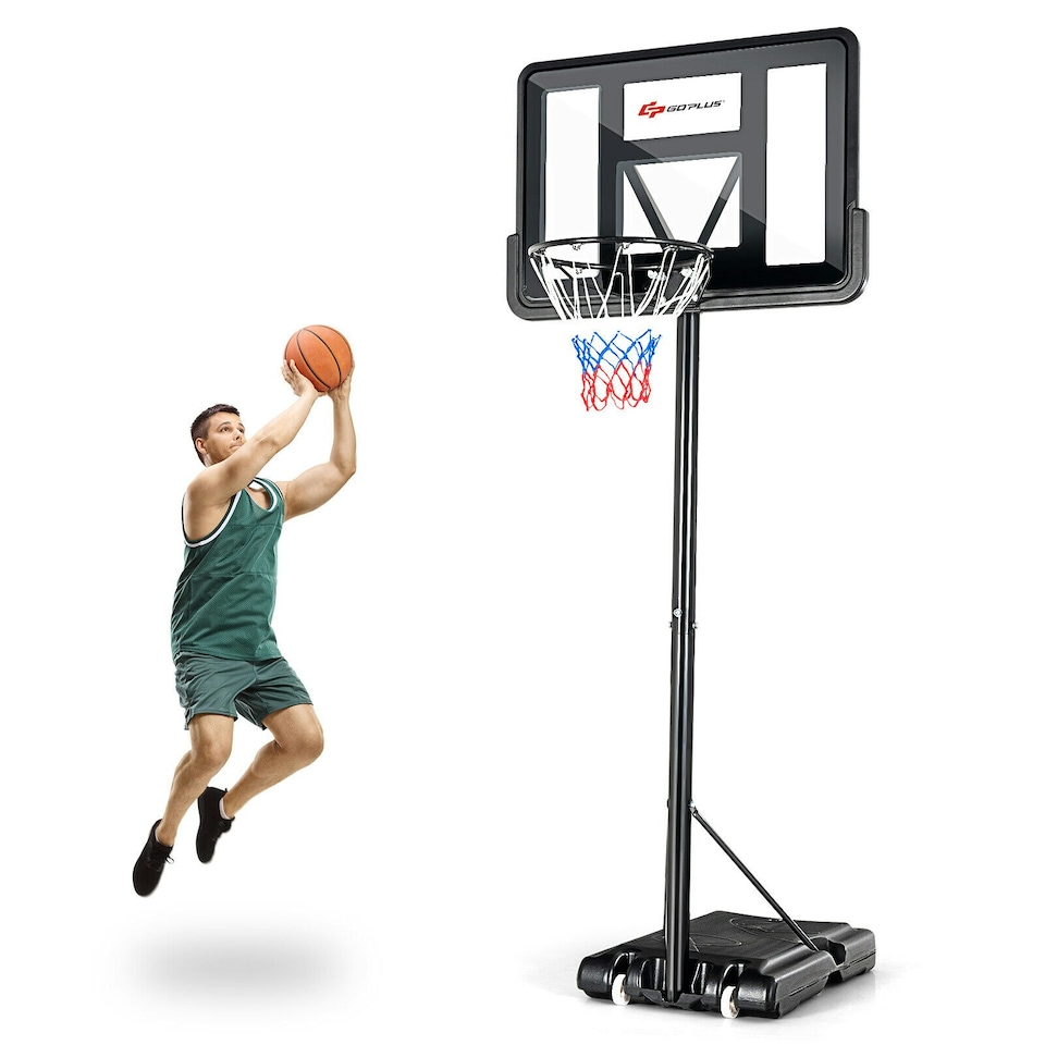 image 1 of COSTWAY Basketball Hoop Backboard Height Adjustable 1.35-3.05m Black | Standard