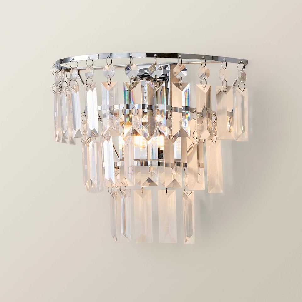 image 1 of ValueLights Kelsks Chrome and Acrylic Droplet Wall Light | Chrome