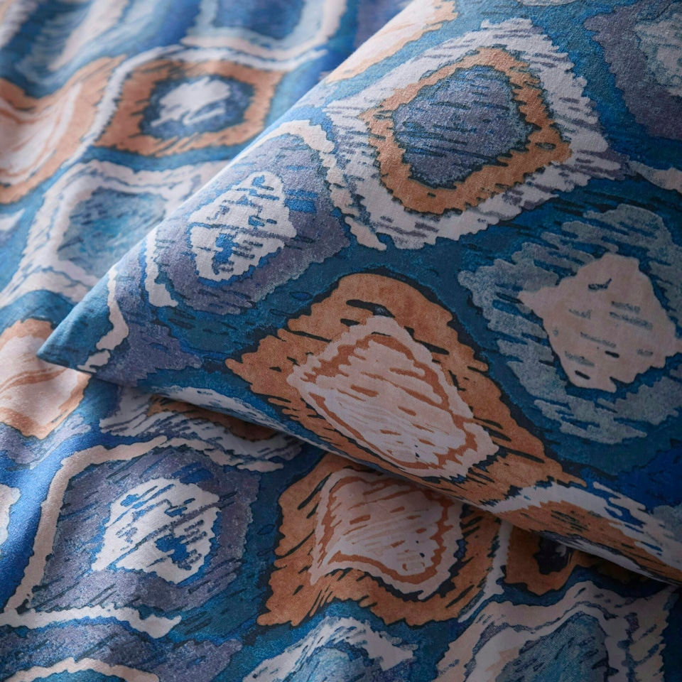 image 1 of Portfolio Home Tangiers Geometric Soft Easy Care Bed Linen Bedding Duvet Cover Quilt Set With Pillow Case Blue | Double
