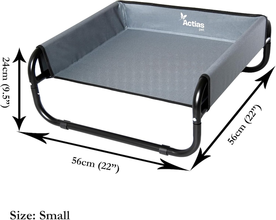 image 1 of Actiaspet Elevated Dog Bed Steel Frame Raised Pet Cot Black or Grey (Grey, Small)