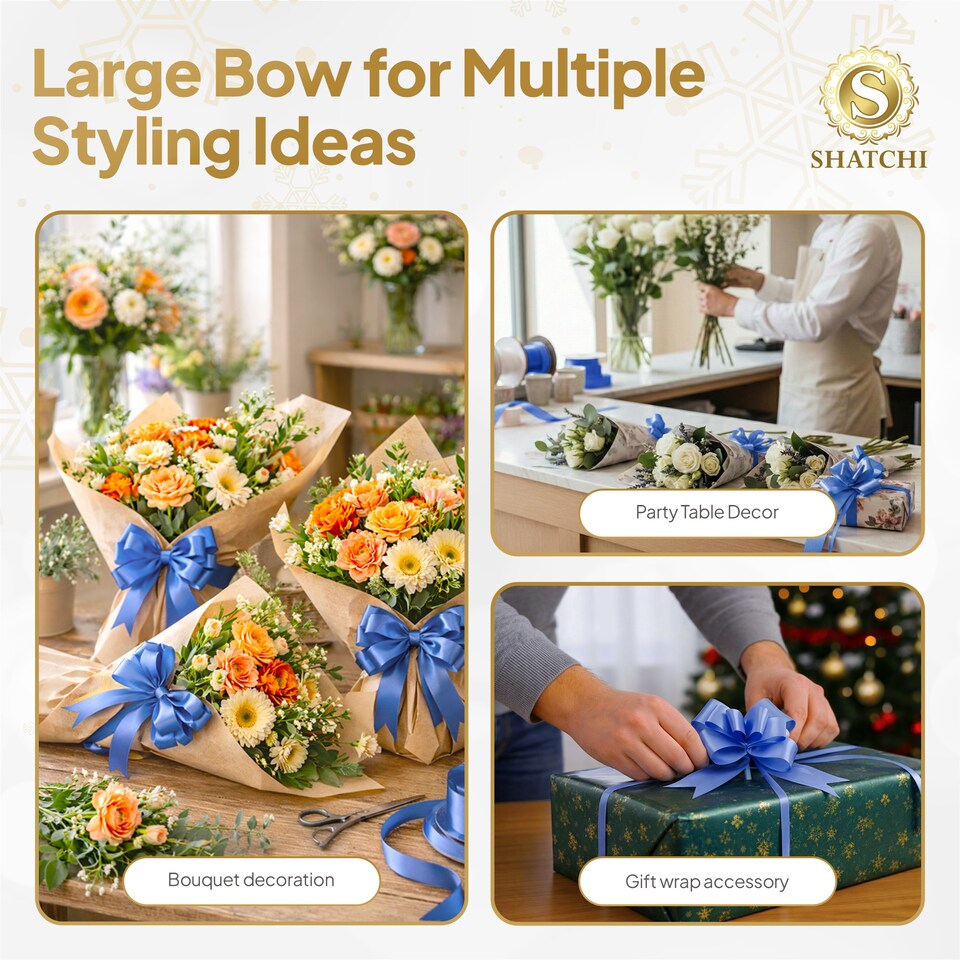image 1 of 40pcs Navy Blue 50mm/5cm Large Ribbon Pull Bows for Gift Wrapping, Hampers, Florist Bouquets, Wedding Cars and Party Décor Pullbow