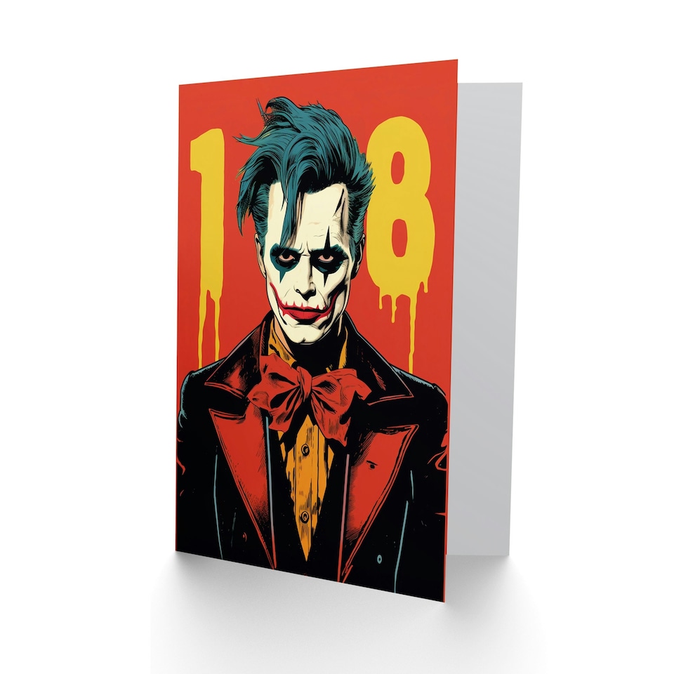 image 1 of 18th Comic Supervillain Clown Age 18 Year Old Him Birthday Card