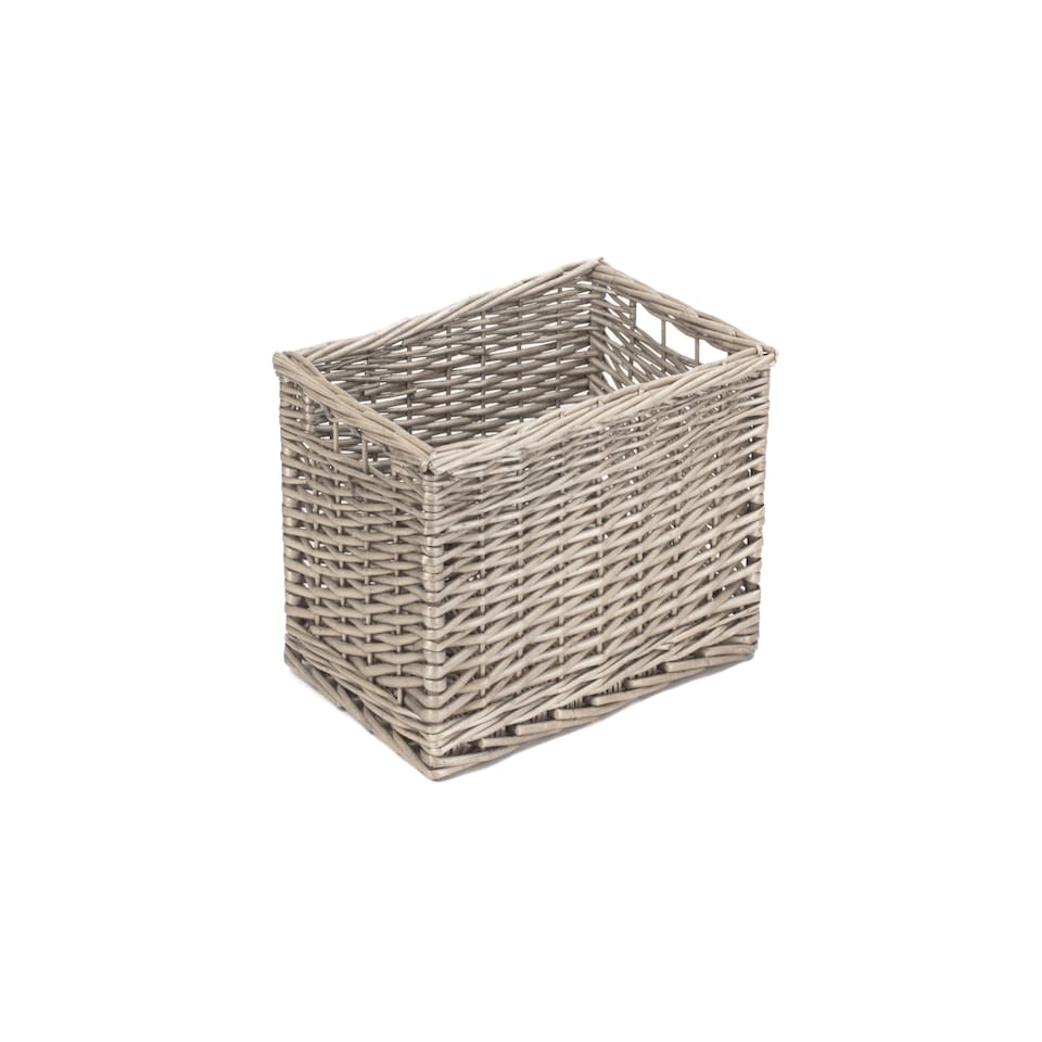image 1 of Wicker Antique Wash Open Storage Basket Large | Brown | Brown
