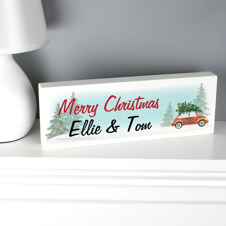 image 1 of Personalised Driving Home For Christmas Wooden Mantel Decoration