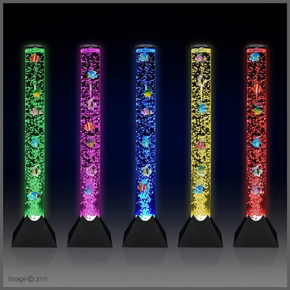 image 1 of ValueLights Colour Changing Novelty Sensory Fish Bubble Lamp 80cm