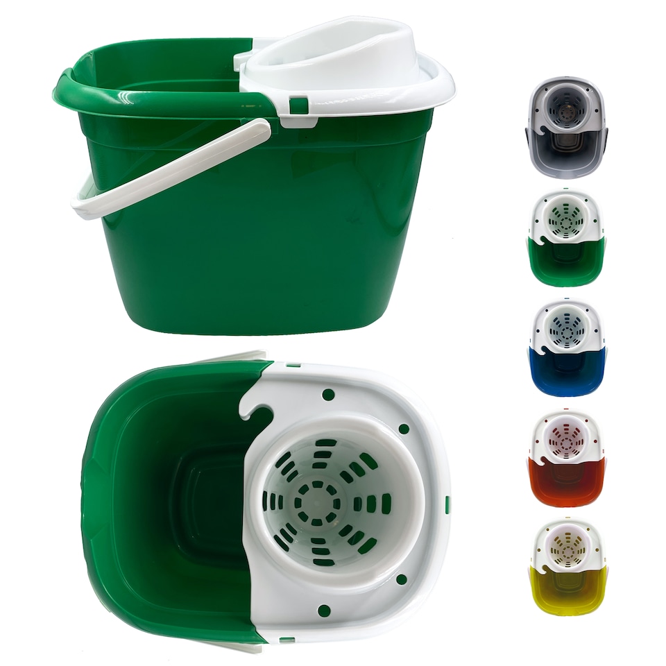 image 1 of Colour Coded Mop Bucket with Removable Wringer 12L Heavy Duty Plastic Cleaning Bucket for Home Kitchen and Catering