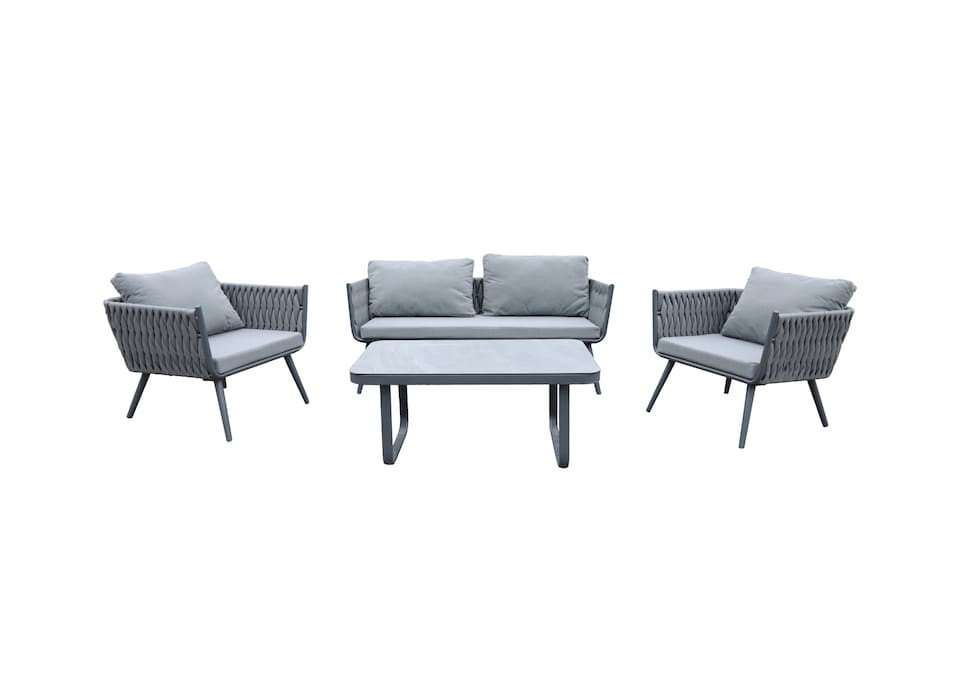 image 1 of Groundlevel 4 Piece Woven Grey Furniture Set