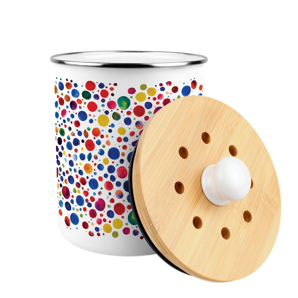 image 1 of Paint Dots Food Waste Caddy - Metal 2L Decorative Kitchen Compost Bin