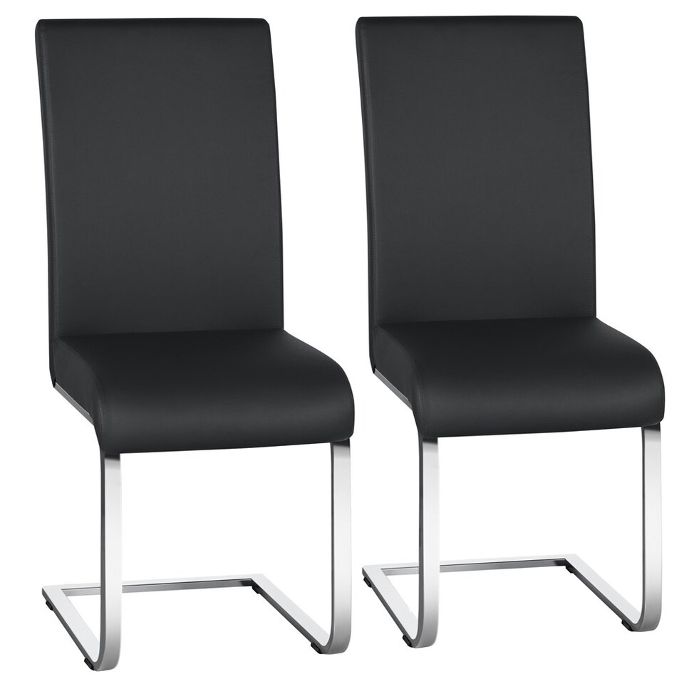 image 1 of Yaheetech Set of 2 Dining Chairs Faux Leather Chairs with Metal Legs Brown | Light Brown
