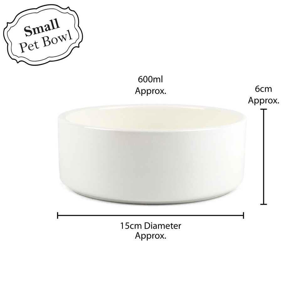 image 1 of Funny Cats Small Ceramic Food Bowl - White Feeding Dish For Cats