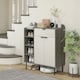 image 2 of HOMCOM Hallway Shoe Cabinet with 3 Adjustable Shelves Graphite Wood Effect