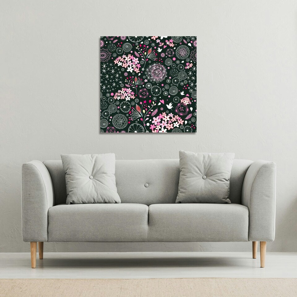 image 1 of Different Flowers, Shapes & Birds (Canvas Print) 127 x 127 x 4cm