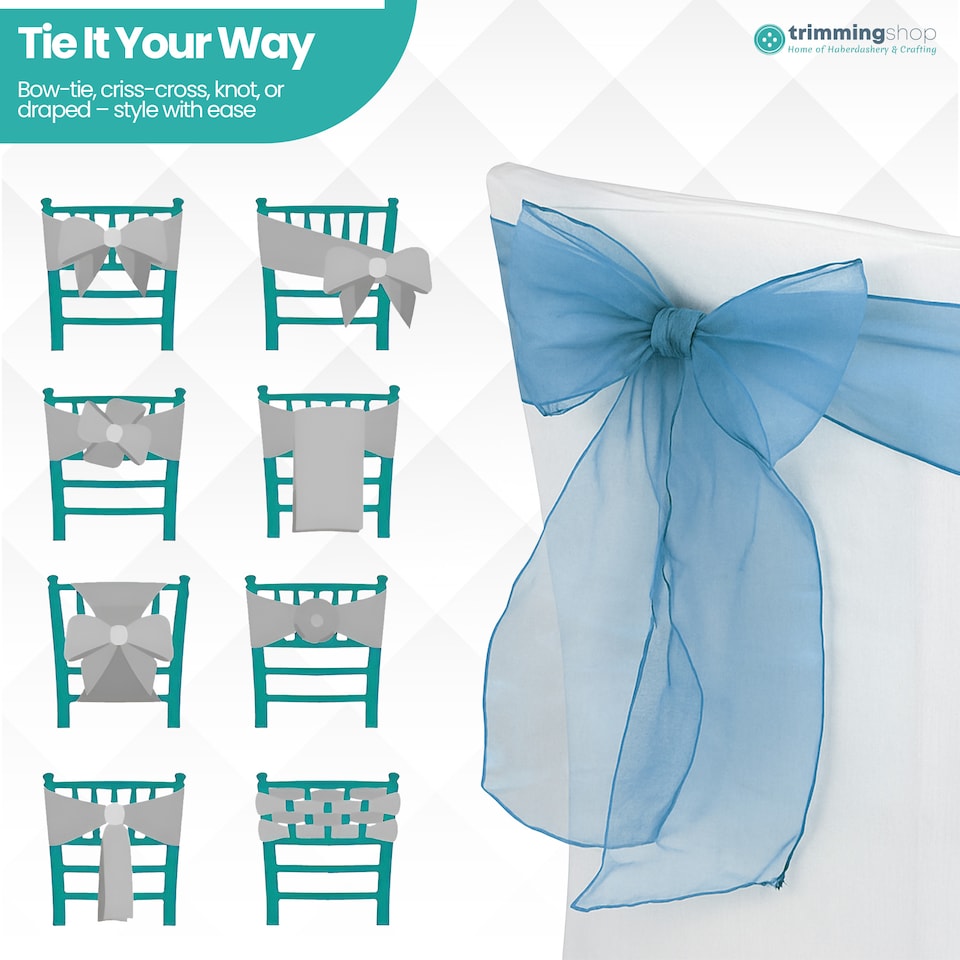 image 1 of 17 x 280cm Organza Chair Sashes, Sheer Sash Ties - 1pc