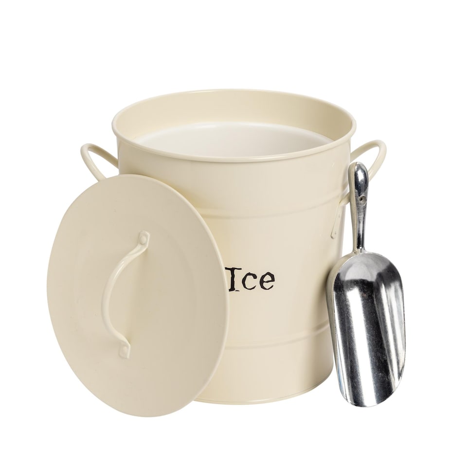 image 1 of Harbour Housewares Vintage Metal Ice Bucket with Scoop - Cream