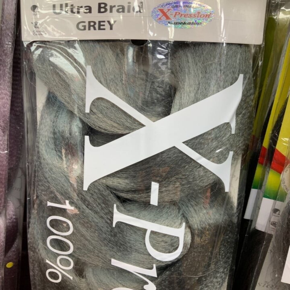 image 1 of X Pression Syn Ultra Braid X-PRESSION Ultra Hair Braid (Braiding) Extension (Choice of Colours) Multi | GREY | One Size