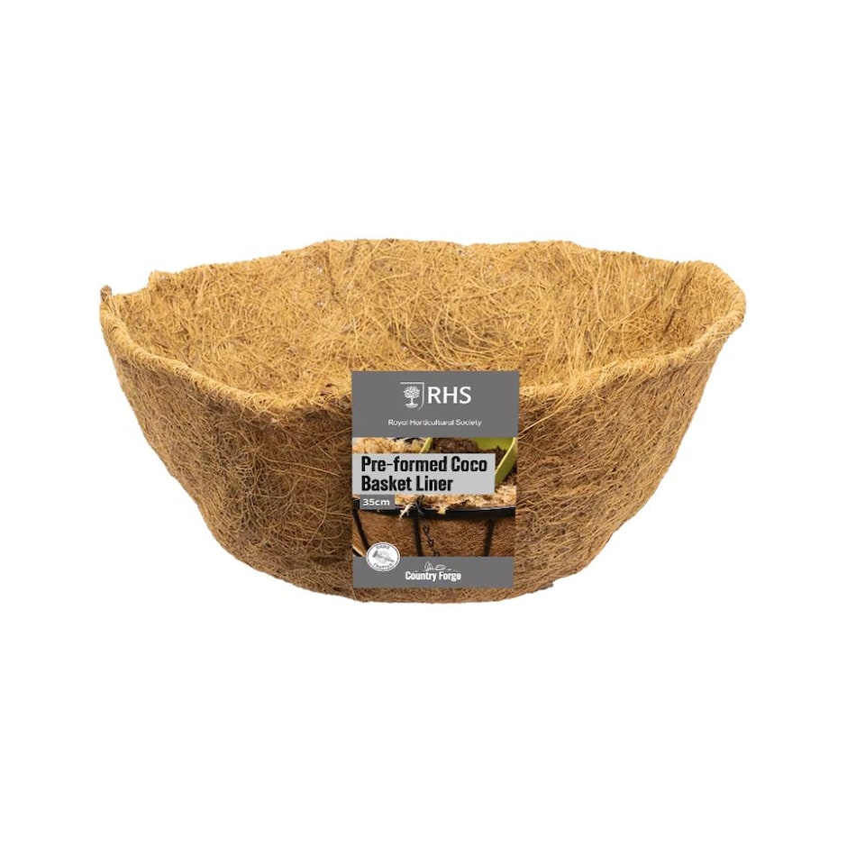 image 1 of Country Forge Pre formed Coco Hanging Basket Liner 14in 35cm | Brown