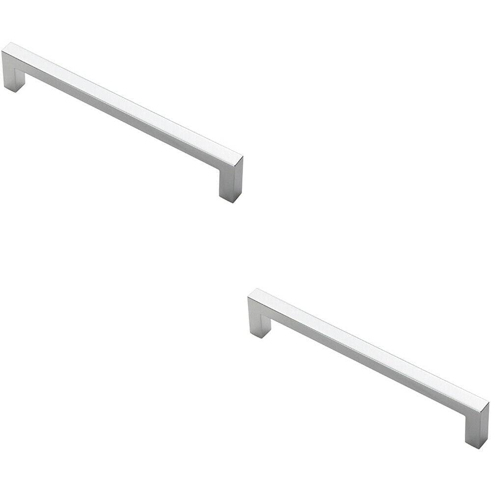 Loops 2x Square Block Pull Handle 170 x 10mm 160mm Fixing Centres Polished Chrome