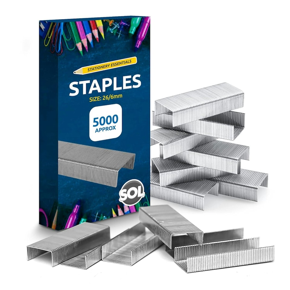 image 1 of SOL 5000pk Staples for Multipurpose Use, Staples 26/6 Standard Size