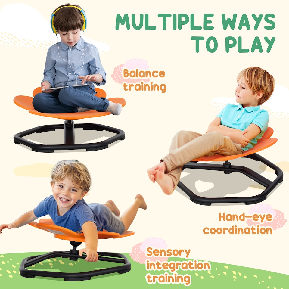 image 1 of AIYAPLAY Sensory Spinning Chair for Kids, for Balance, Coordination, Orange