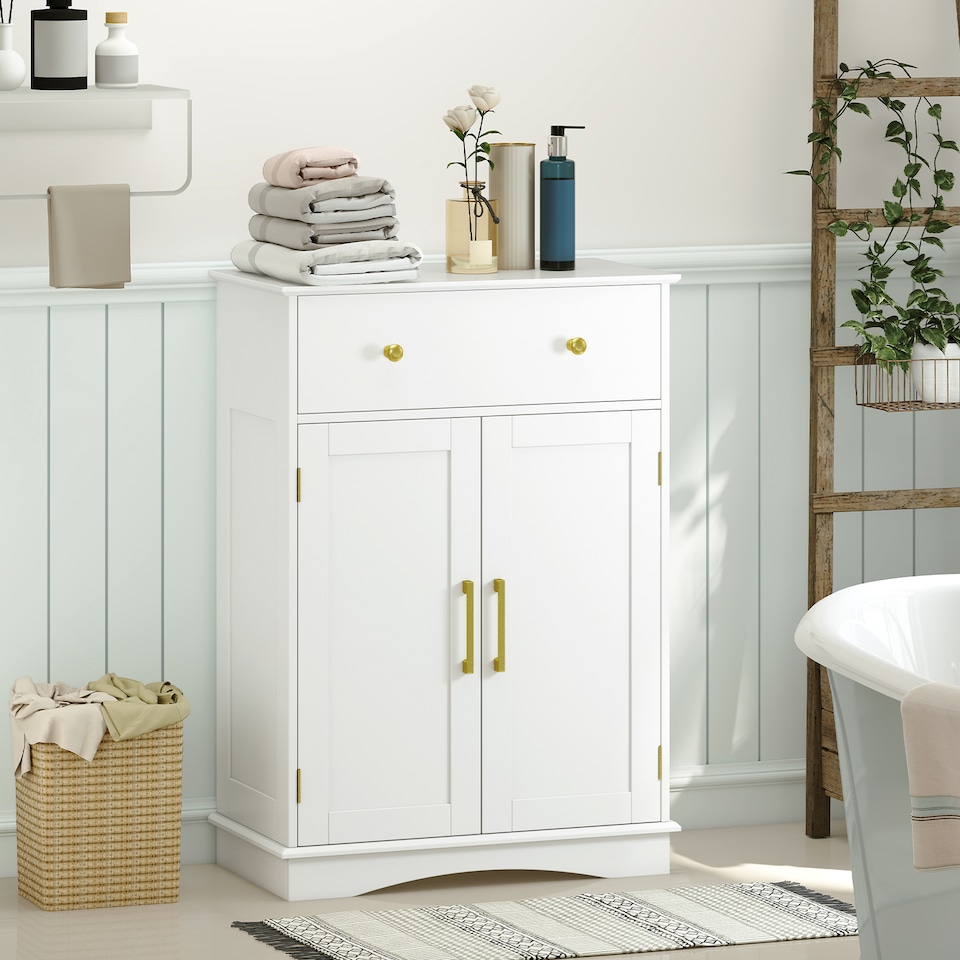 image 1 of COSTWAY Floor Storage Cabinet Buffet Sideboard with Drawer-White
