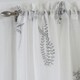 image 2 of Pair of Bracken Grey Leaf Print Voile Panels 122 cm (48 inch) Rod Pocket Panels for Bedroom and Living Room