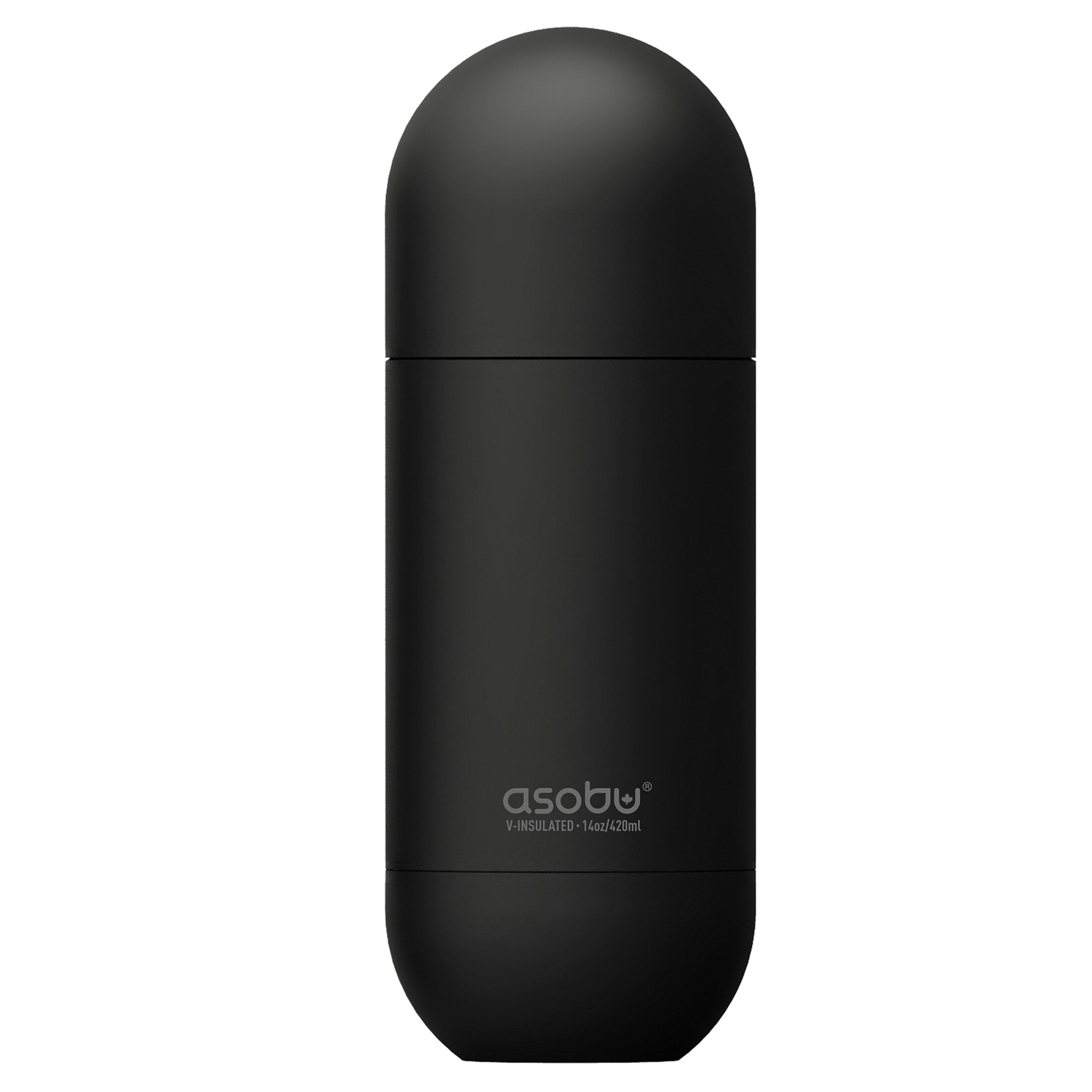 Asobu orb stainless steel insulated water bottle black 400ml