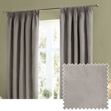 furn. The Ultimate Velvet Room Darkening Pencil Pleat Curtain Pair, Silver, (W)229x (D)137cm | Silver | Silver | One Size