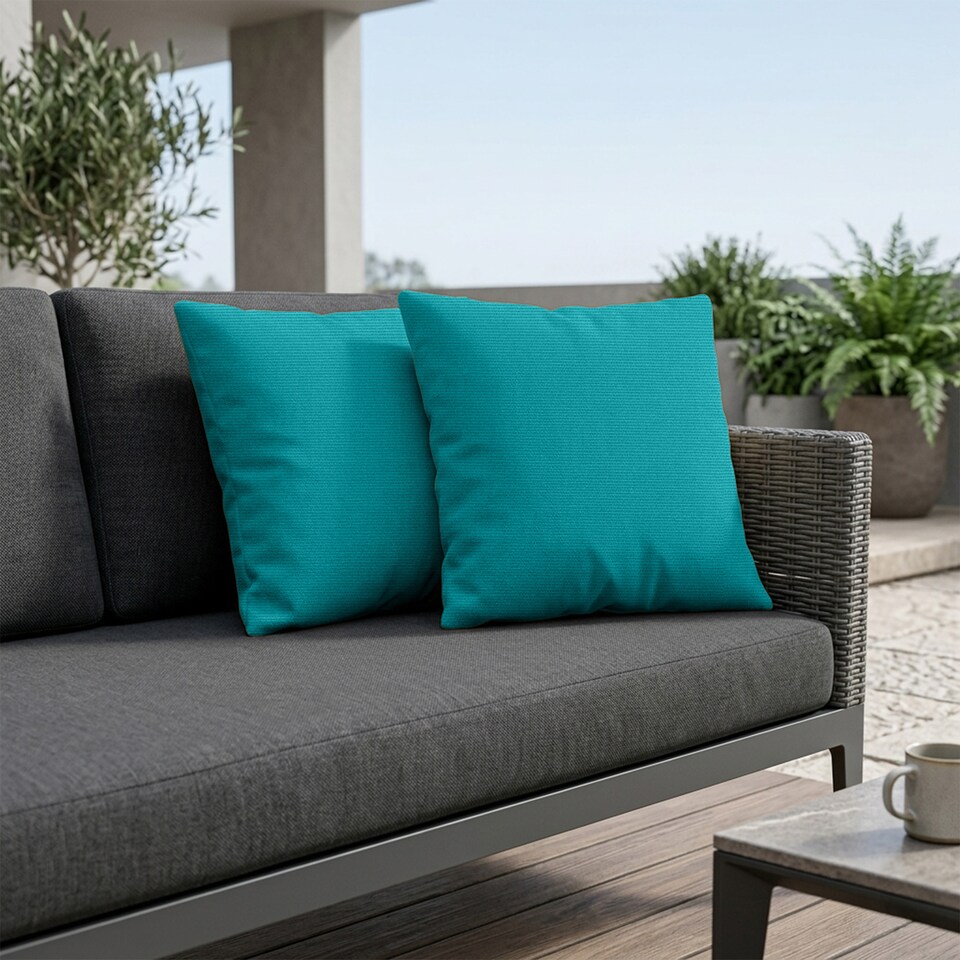 image 1 of Covers&All Sunbrella Throw Pillows Set of 2, Square 18 in x 18 in, Canvas Aruba