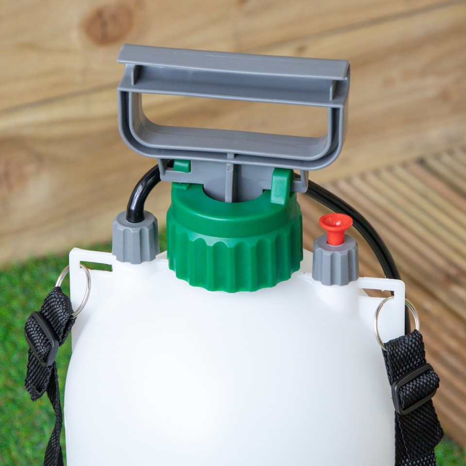 image 1 of 8 Litre Garden Pressure Sprayer with Shoulder Strap & Lance | White | White