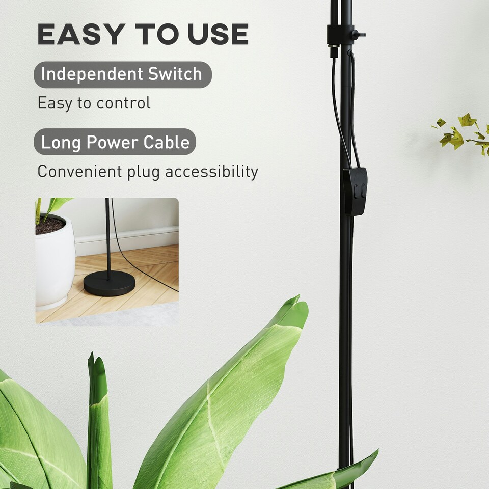 image 1 of HOMCOM Mother-Child Floor Lamp Duo Light with 3 Colour Temperatures, Black | Black | White | Ф28 x 179.5H cm