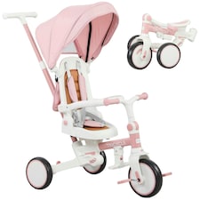 AIYAPLAY 5 in 1 Foldable Kids Trike, Toddler Tricycle for 1-3 Years, Pink