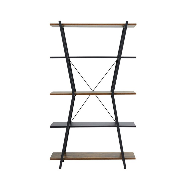 Living And Home Direct Industrial 5-Tier Open Bookshelf