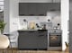 image 4 of Kitchen Cabinets 5 Unit with Sit On Sink Black Grey Complete Kitchenette 180cm DIY Set Fitted Kitchen Package with Worktop Lina