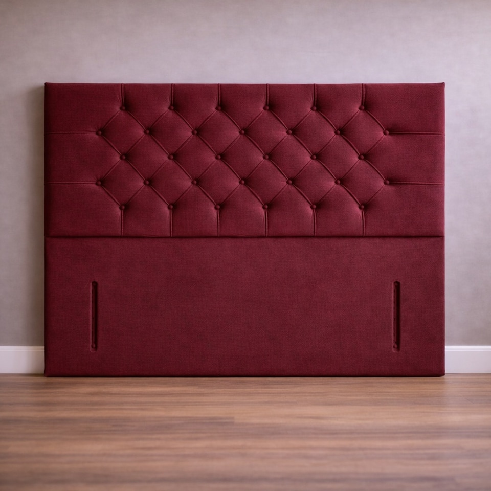 image 1 of Floorstanding Headboard Maroon Plush Chesterfield 6FT Superking 54inch High