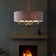 image 2 of Highclere Single Shade Pendant Ceiling Lamp, Brushed Chrome Plate, Natural Linen