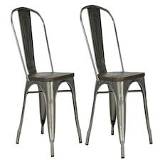 Fusion Dining Chair in Metal in Gun metal, 2 pieces Grey | Gun colour