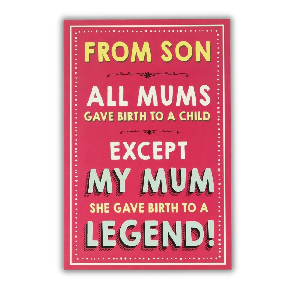 Emotional Rescue Birthday Card from Son to Mum, Funny Legend Design, 15.9 x 23.5 cm, Multi-Coloured