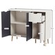 image 3 of Vida Designs 3 Door 1 Drawer Sideboard Buffet Cabinet Storage, White & Grey | White | White & Grey | 1