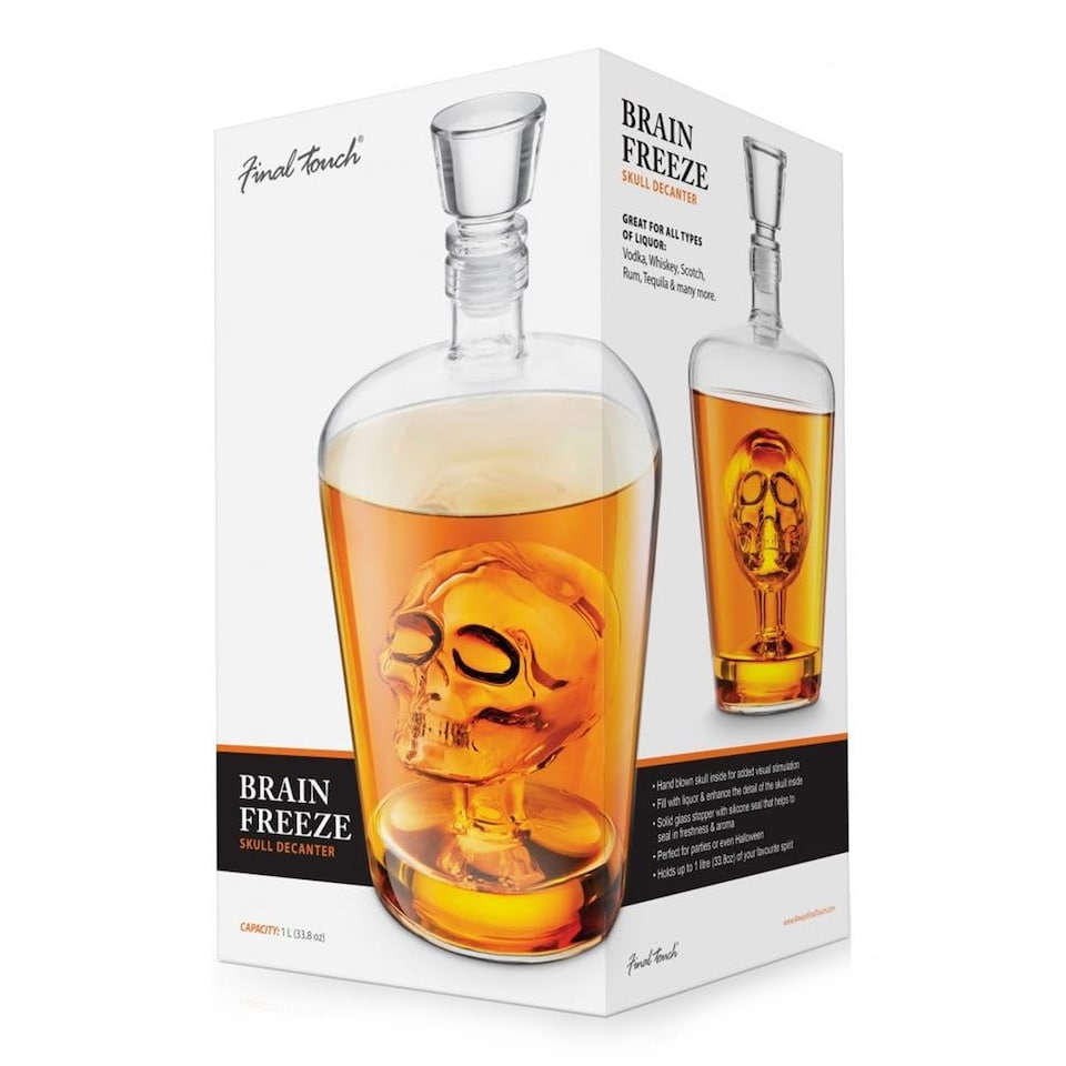 image 1 of Final Touch Phantom Skull Glass Decanter 1 Litre Clear