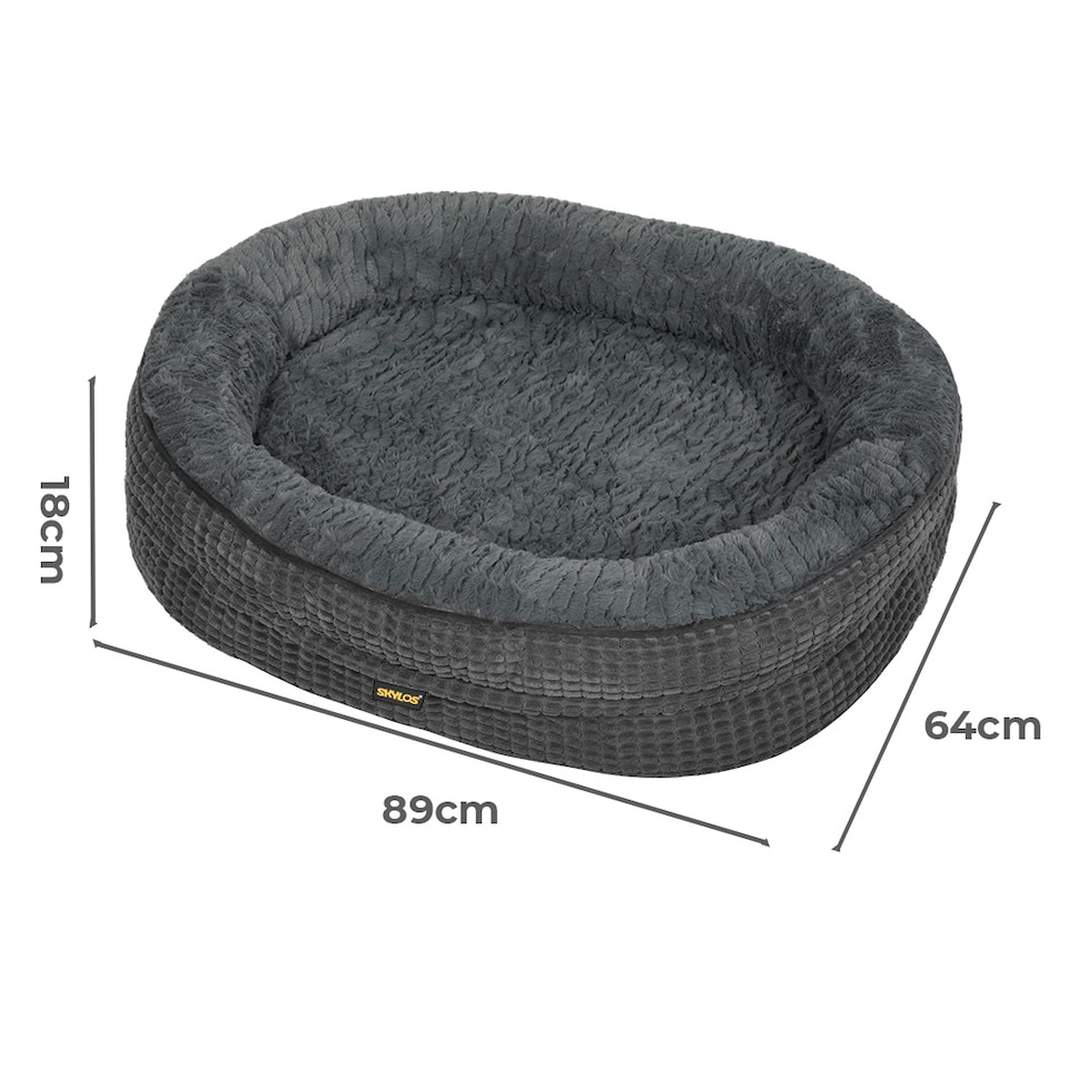 image 1 of Skylos Orthopedic Plush Dog Bed Soft Washable Pet Bed Grey Cosy Cushion L Size | Grey | L | L