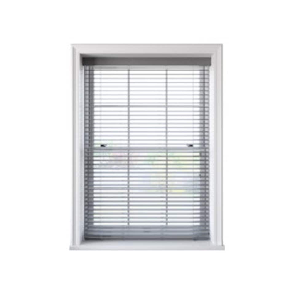 image 1 of 90cm Light Grey Faux Wood Venetian Blind With Strings 160cm Drop Grey | Grey