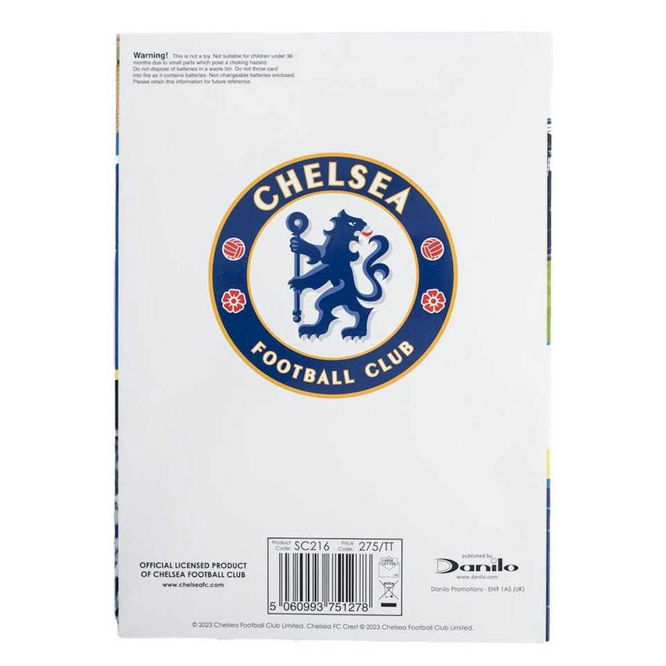 image 1 of Chelsea FC Musical Birthday Card - Blue/White - One Size